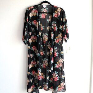 LulaRoe Kimono Women's Small Black with Floral Print